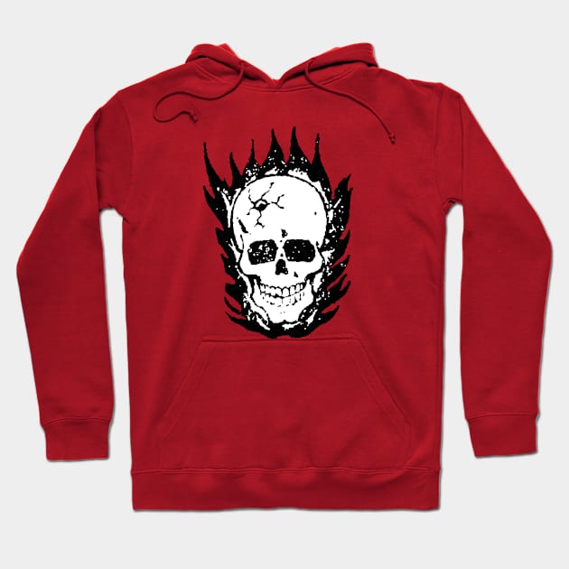 Cracked and Blazing Skull Hoodie by Megatrip